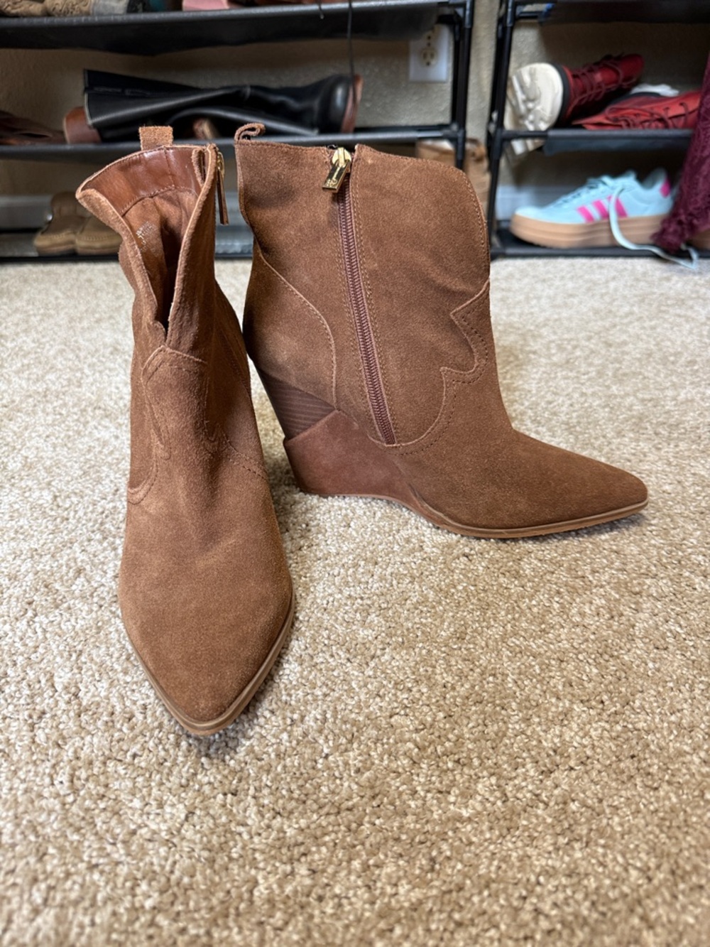 Jessica Simpson Brown Suede Wedge Ankle Booties
